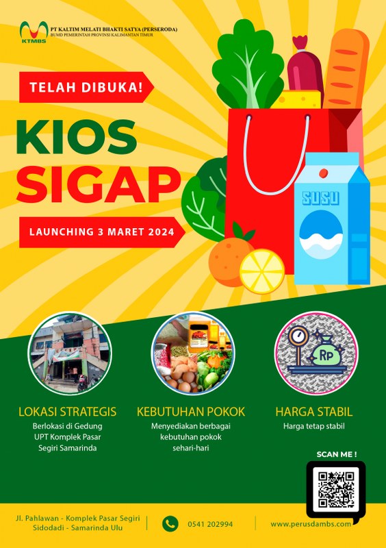 Launching KIOS PENYEIMBANG ( KIOS SIGAP) di komplek Pasar Segiri Samarinda pada 3 Maret 2024